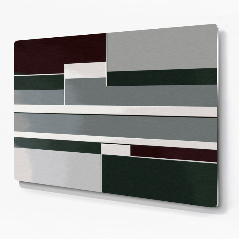 Art mural Hard Edge 96 en métal gris, H 11 po x l 14 po