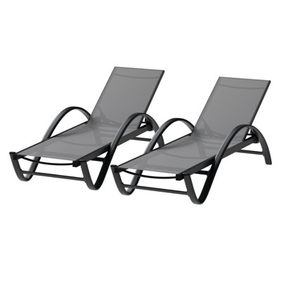 Rannon Adjustable Outdoor Lounge Chairs with Armrests by Winston Porter