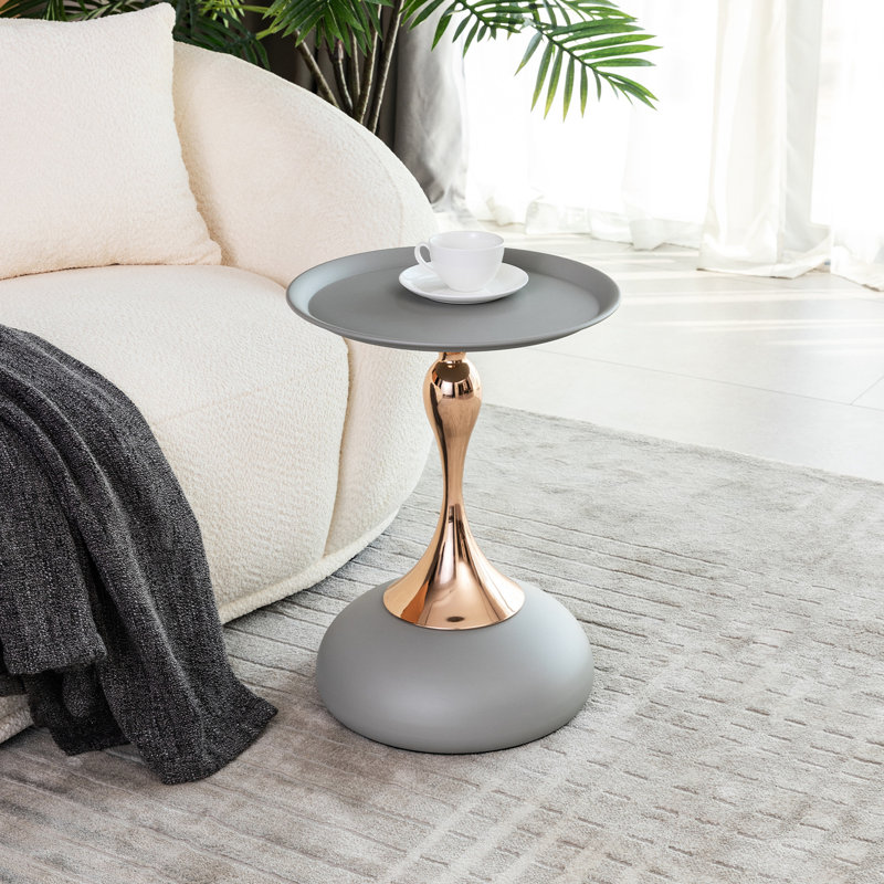 Table basse moderne en métal - Queue décorative pour salon, Gris mat