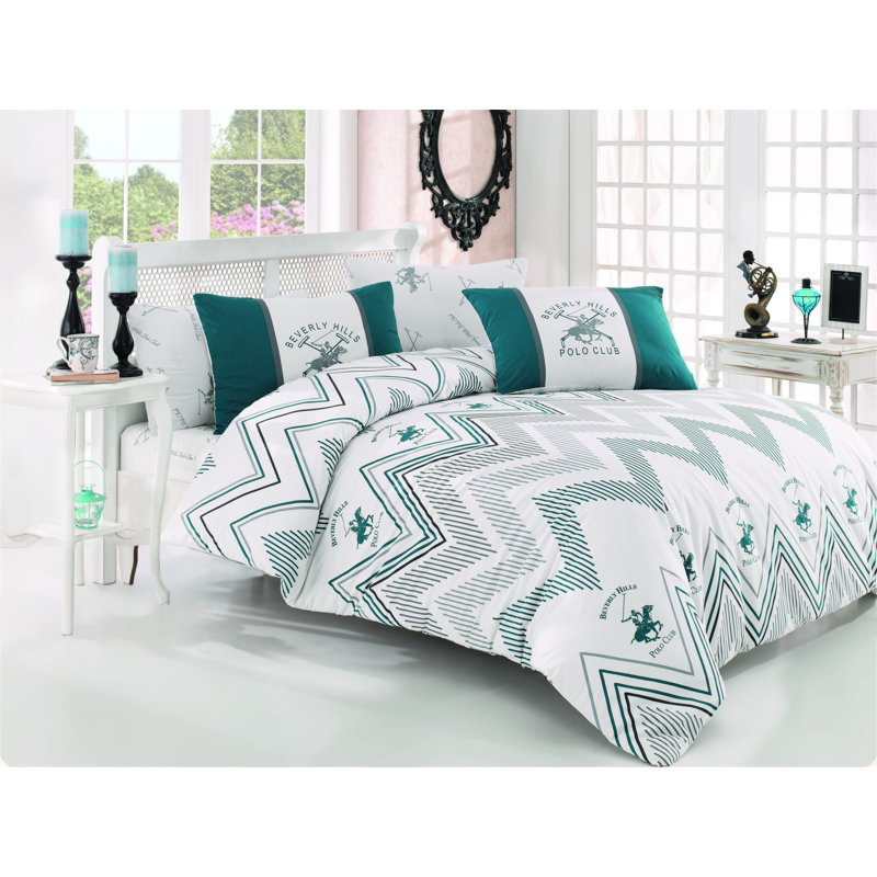 Cotton Striped Duvet Cover Set with Pillowcases, Super King