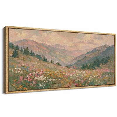 "Colorful Mountain Valley Wildflower Landscape", très grandes photos, impression sur toile encadrée