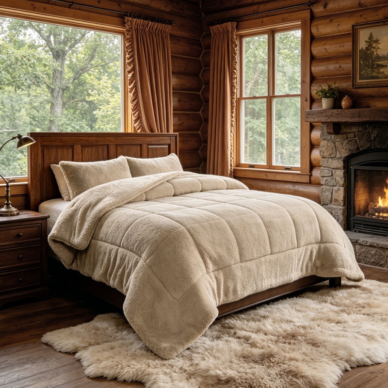 Ensemble d'édredon Sherpa à Sherpa, Double/Grand, Taupe