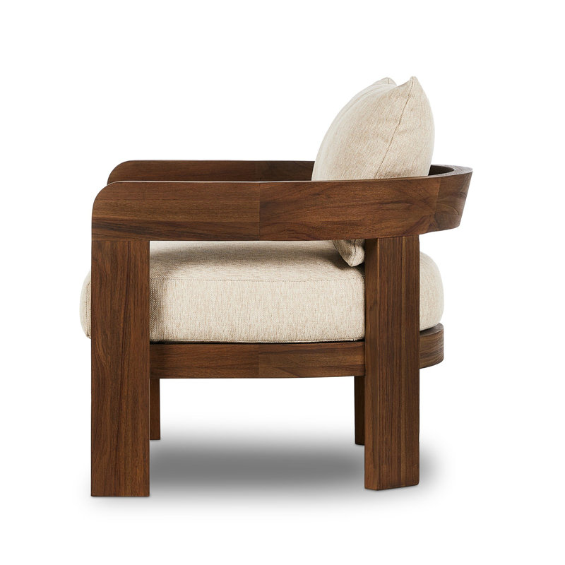 Chapman Outdoor Teak Lounge Chair, Beige