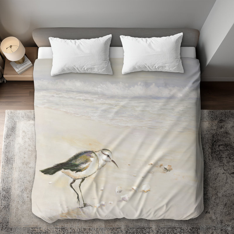 Semipalmated Sandpiper King Duvet Cover - Beige Beach Decor