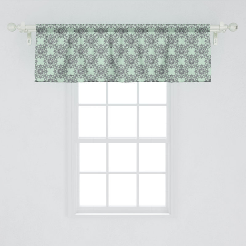 Cantonnière Ambesonne, ensemble de 2 cantonnières à motif floral rococo, taupe mauve et vert menthe