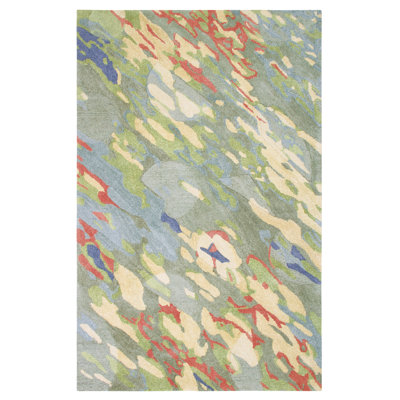 Reflections Abstract Handmade Tufted Green/Blue/Red Area Rug