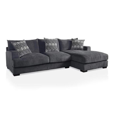 Canapé modulaire contemporain en L 115,4 po, méridienne droite, gris