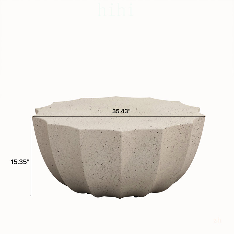 Table basse ronde rétro de 90 cm (35,4 pouces), durable et élégante pour une utilisation intérieure et extérieure, idéale pour la décoration intérieure.