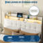 Bed Frame with 2 Storage Drawers, Upholstered Bed Frame with LED Light-1434312926-1434312927