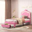 Single Bed with Drawer Storage and LED Headboard, PU Leather Bed Frame with Crown Cloud Design-2071755806-2071755803