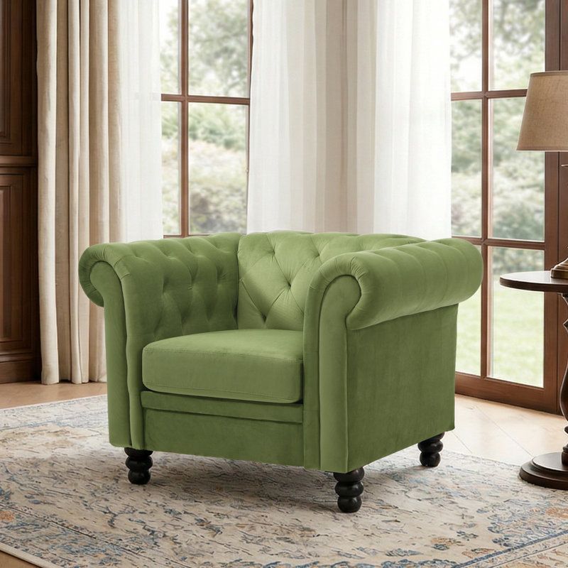 Fauteuil Chesterfield de 42,52 po Fynlie, Vert