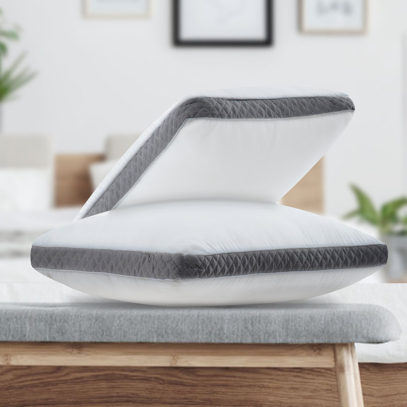Coussin en fibre Luxury, Roi, Blanc / Gris