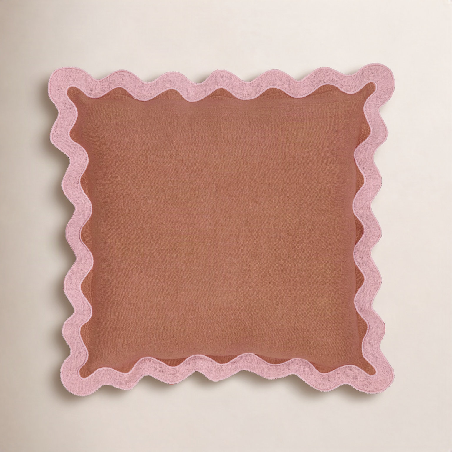 Holloman 24" x 24" Linen Throw Pillow, Pink/Terracotta