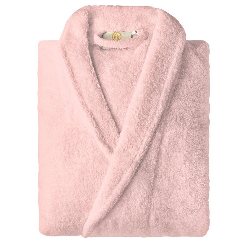 Peignoir mi-mollet en ratine 100 % coton avec poches Finnian, Grand, Rose