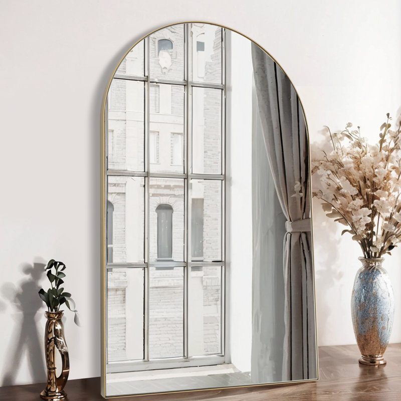 Arch Metal Wall Mirror, Gold