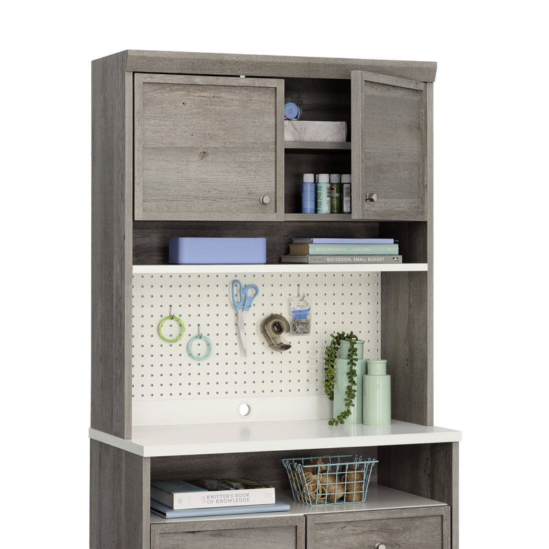 Wood Hutch With Craft Storage, Brown