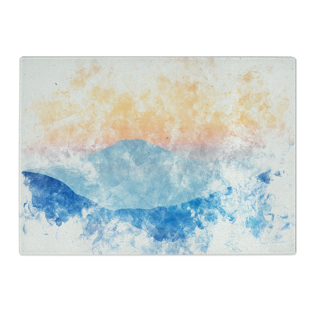 Tempered Glass Sunrise over the Mountains Chopping Board