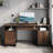 Daylie 59''  Executive Desk with File and Storage Drawers and Cabinet, Computer Writing Desk with Keyboard Tray and 2 Open Compartments for Home Office-2015012112