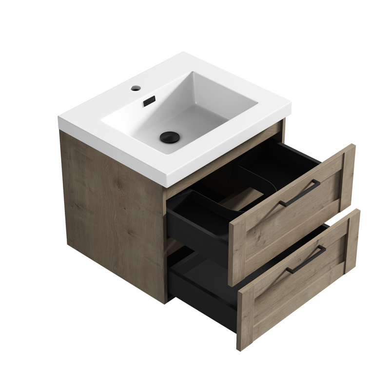 Village 24" Wall-Mount Single Bathroom Vanity with Engineered Stone Top, Eve
