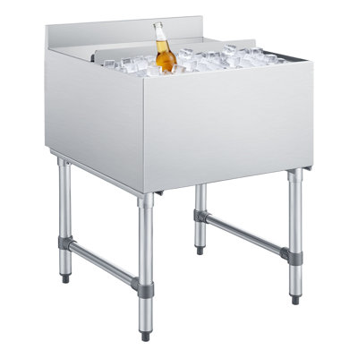Bac à glaçons commercial, capacité maximale de 79,9 pte, glacière en acier inoxydable 24 po x 24 po x 33 po avec couvercle coulissant, isolation longue durée 24H, chariot de refroidissement pour bar, pub, NSF