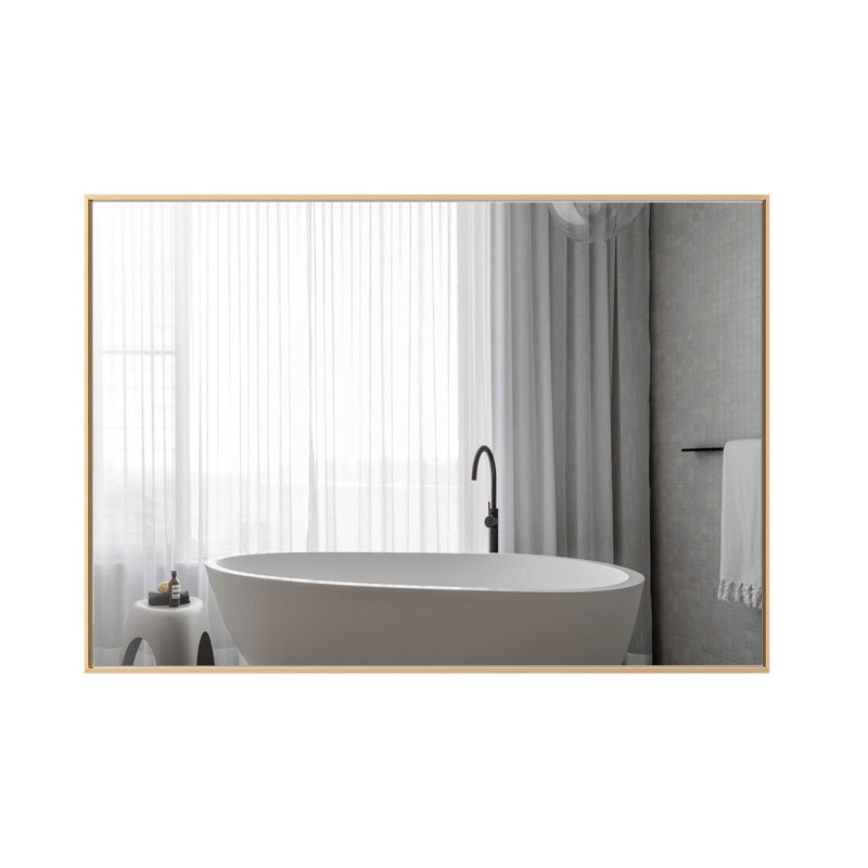 Miroir de salle de bain moderne et contemporain , Doré, 30 po x 24 po