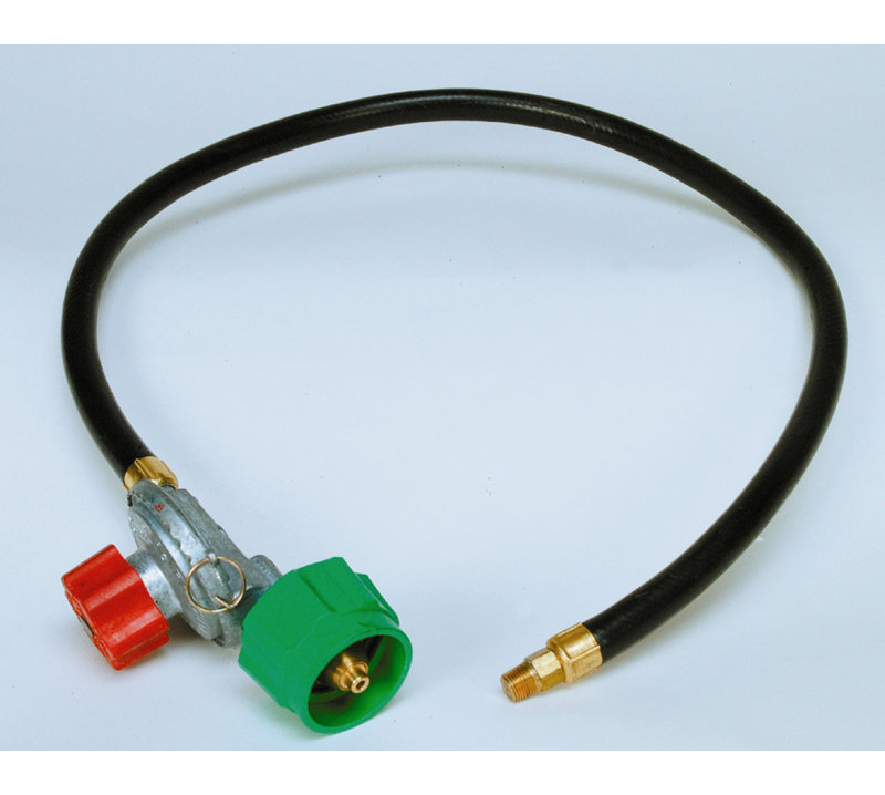 King Kooker High Pressure Adjustable Regulator with Type 1 Connection and Listed LP Hose with Male Pipe Thread and Orifice