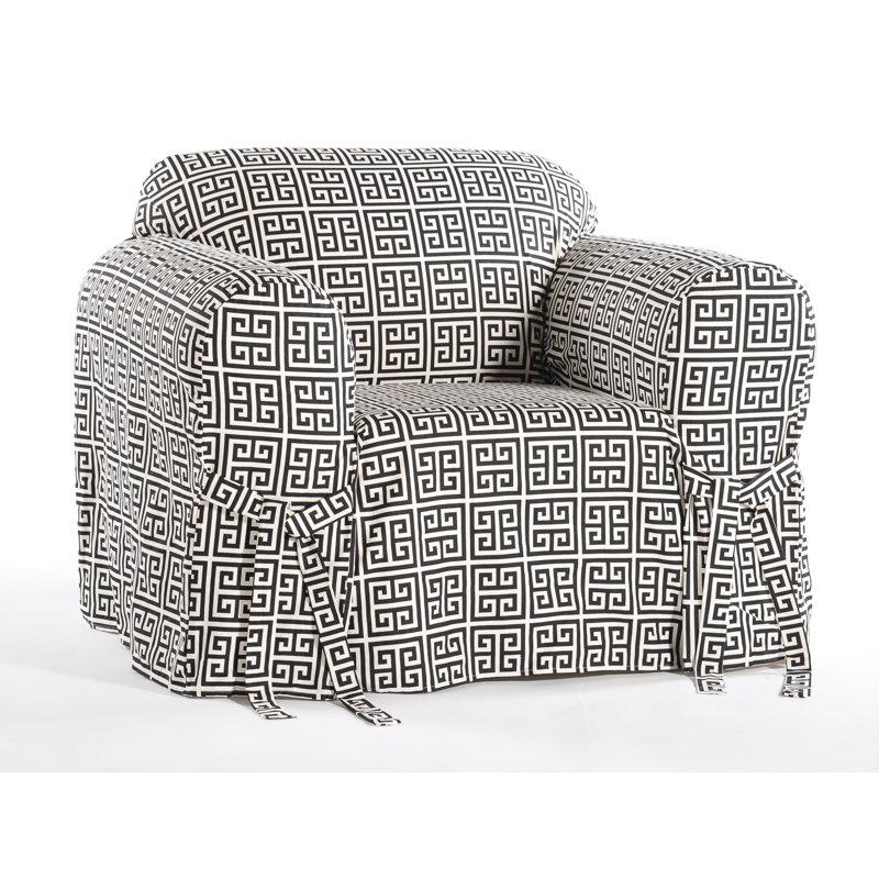 Housse pour fauteuil à coussins carrés/rectangulaires, Noir / crème