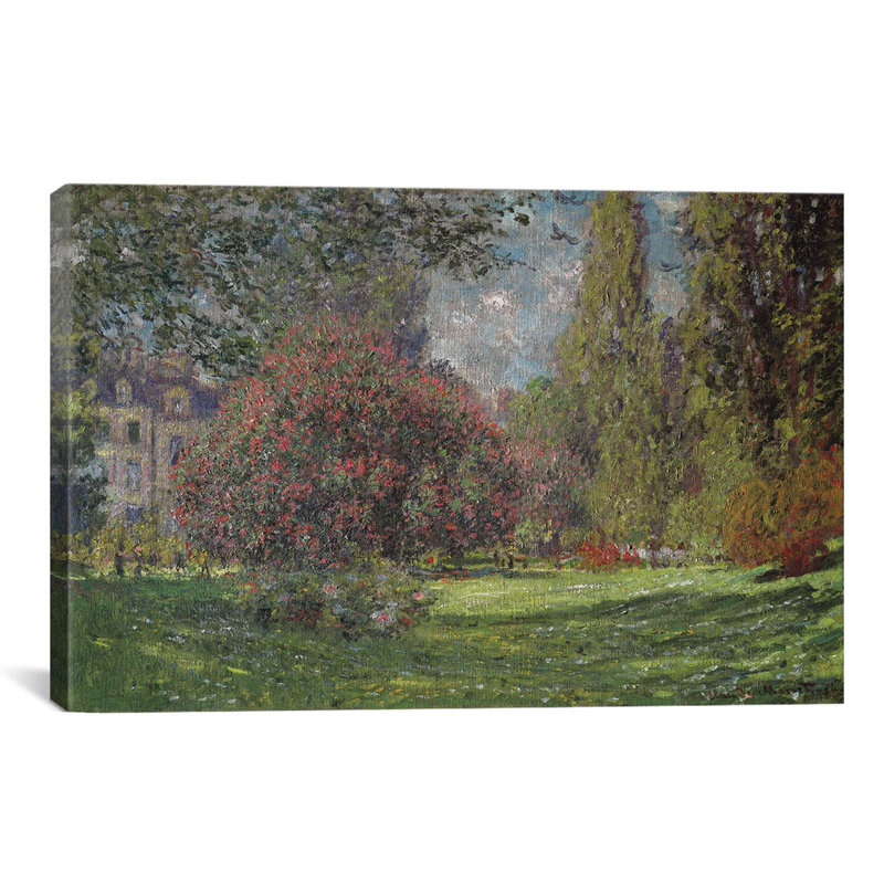 Reproduction d’art sur toile tendue paysage, le parc monceau 1876 par claude monet, H 26 po x l 40 po x P 1,5 po