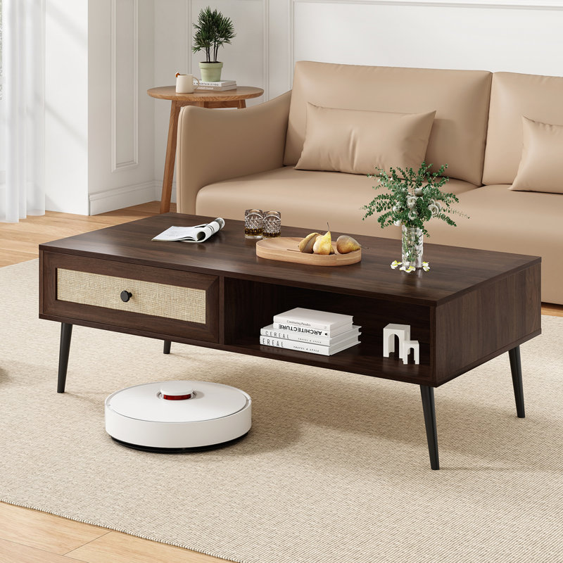 Console Mid-Century moderne en bois avec tiroir et tablette pour le salon et le bureau