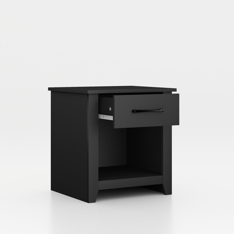 Walter 20.3" 1 Drawer Nightstand, Matte Black