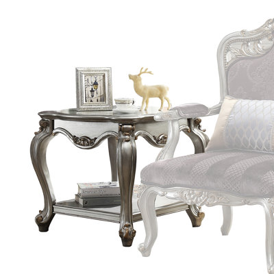 Table de bout à 1 tablette en platine antique