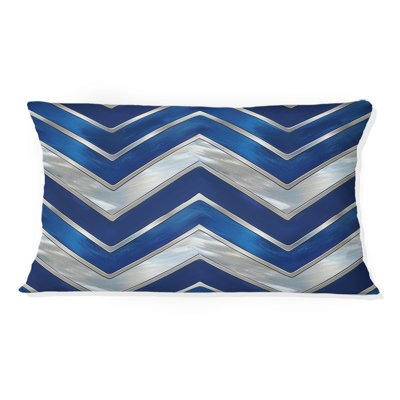Coussin bleu Midcentury Chevron IV - Midcentury