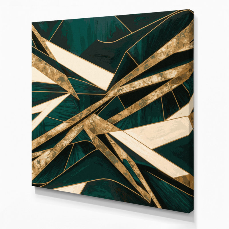 «Geometric Abstraction 97», art mural sur toile verte, H 32 po x l 32 po