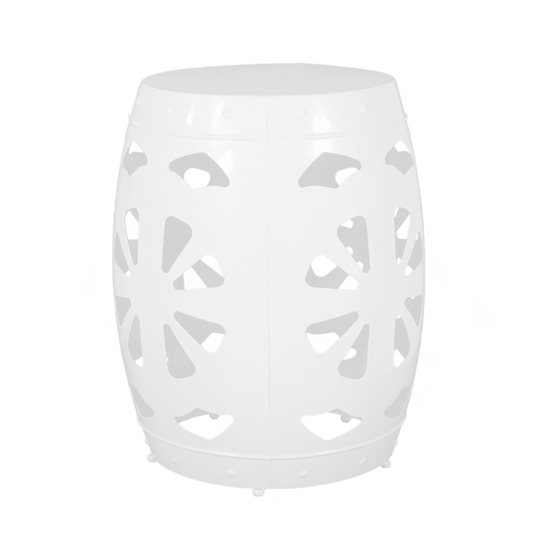 Metal End Table Large, White