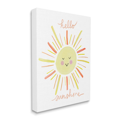 " Hello Sunshine Endearing Smiling Sun Rays Cursive " by Anna Whitham