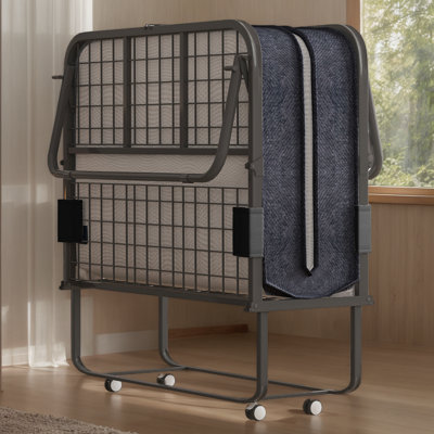 Lit pliant avec matelas en mousse de 4 po et roues verrouillables