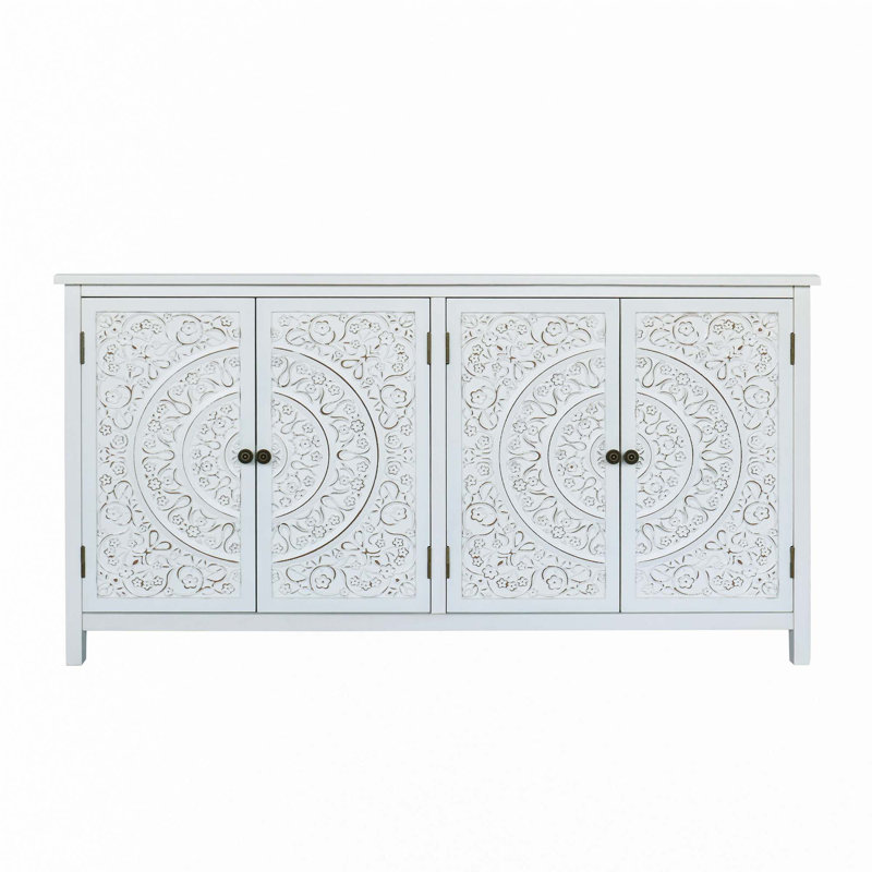 60"White Accent Cabinet With 4 Doors