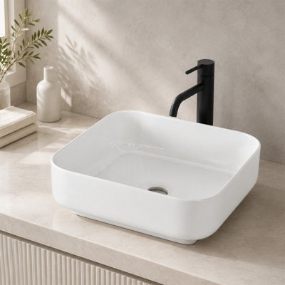 Lavabo vasque carré 15,1 ", comptoir