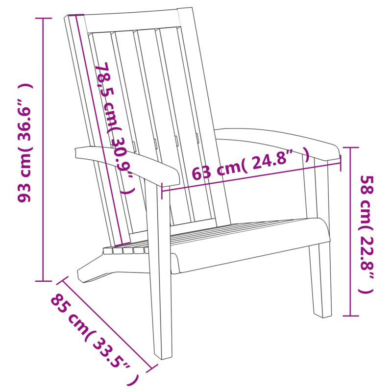 Akuji Outdoor Adirondack Chair, Black