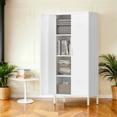 Cabinet Étagère de rangement réglable moderne】 - Butoir de porte magnétique, poignées en aluminium et conception respirante pour l'organisation à la maison (salon, chambre à coucher, vestibule)
