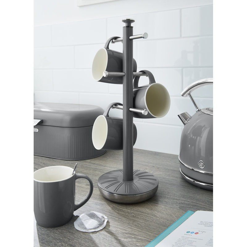 Swan Retro Towel Pole and Mug Tree, Grey
