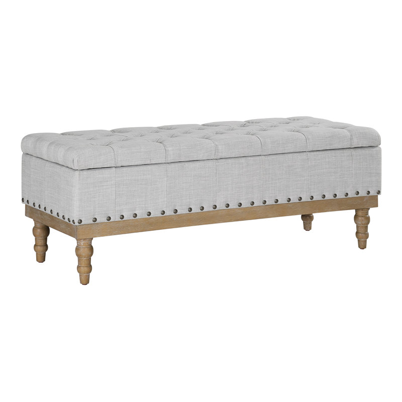 Banc de rangement rembourré en polyester Coleene, Gris colombe