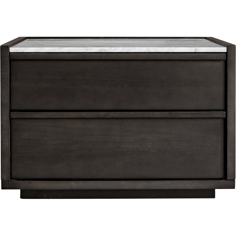 2 - Drawer Nightstand in Dark Grey, Light Gray/Dark Brown