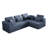 Boneless L Shape Modular Sectional Sofa, Compressed Sectional Sofa Modern Minimalist Style Corduroy Couch,Unfold Into A Bed, Bedroom, Comfy Compressed Sofa Couch Space-Efficient Design-7151134