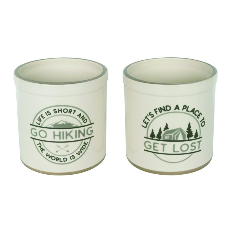 Ceramic Faux-Enamel Cabin Container Set of 2 Spring Home Decorations