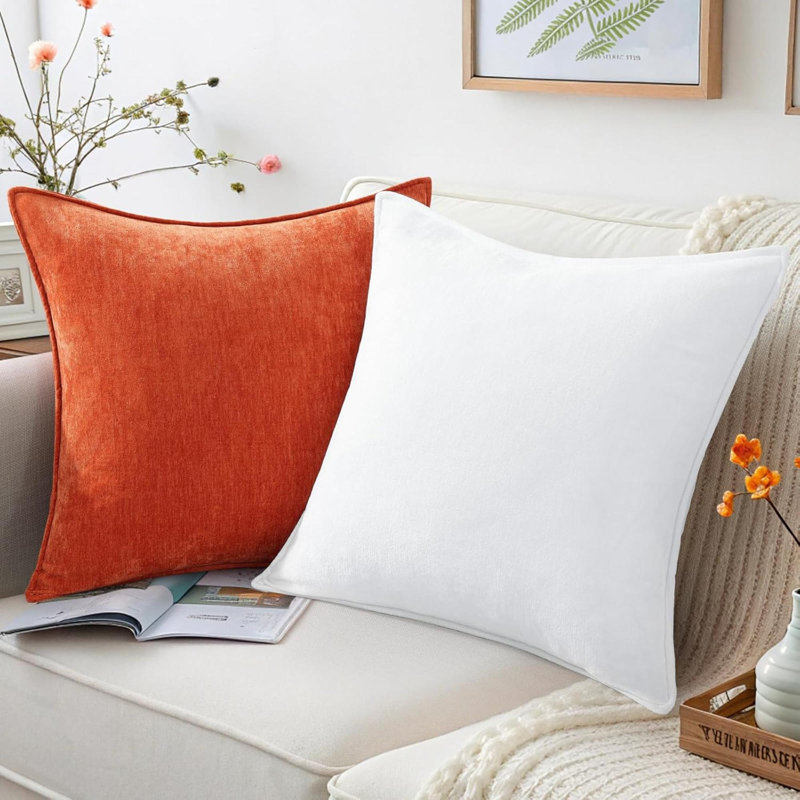 Ensemble de 2 housses de coussins décoratifs de Noël en velours de velours neutre en chenille de style européen pour canapé-lit