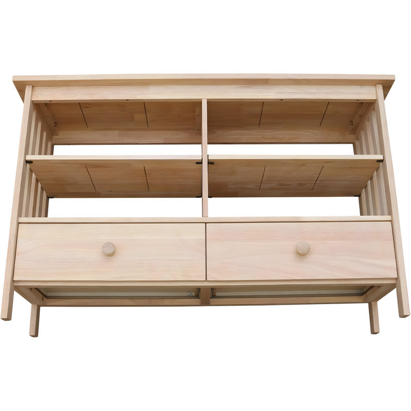 Solid Parawood TV Stand With Customizable Finish, Easy Assembly, And Ample Storage Space