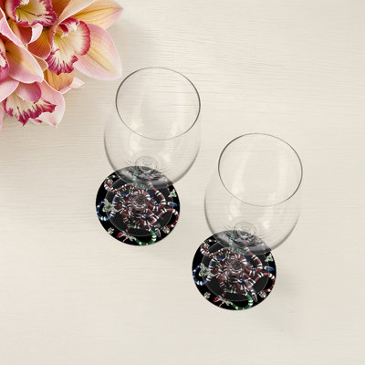 Sous-verres ronds en cuir noir Ouroboros
