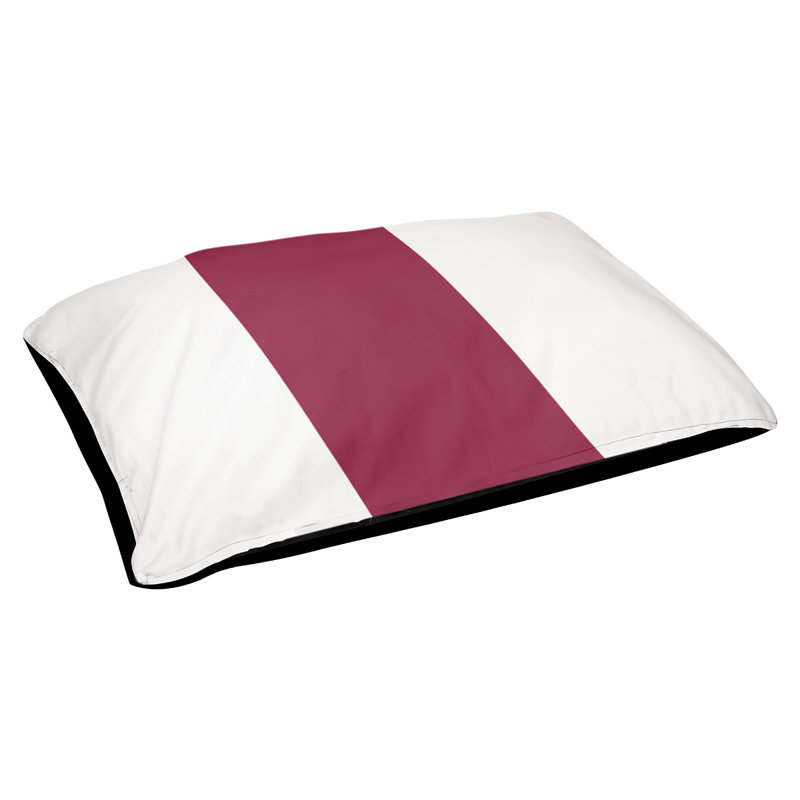 Striped Polyester Pet Bed, Medium (28" W x 18" D x 6" H), White/Maroon/White