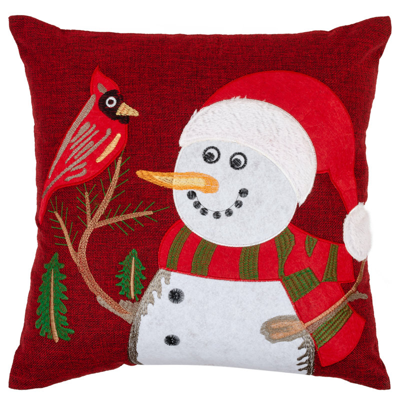 Housse de coussin carrée en forme de cardinal de Noël saisonnier